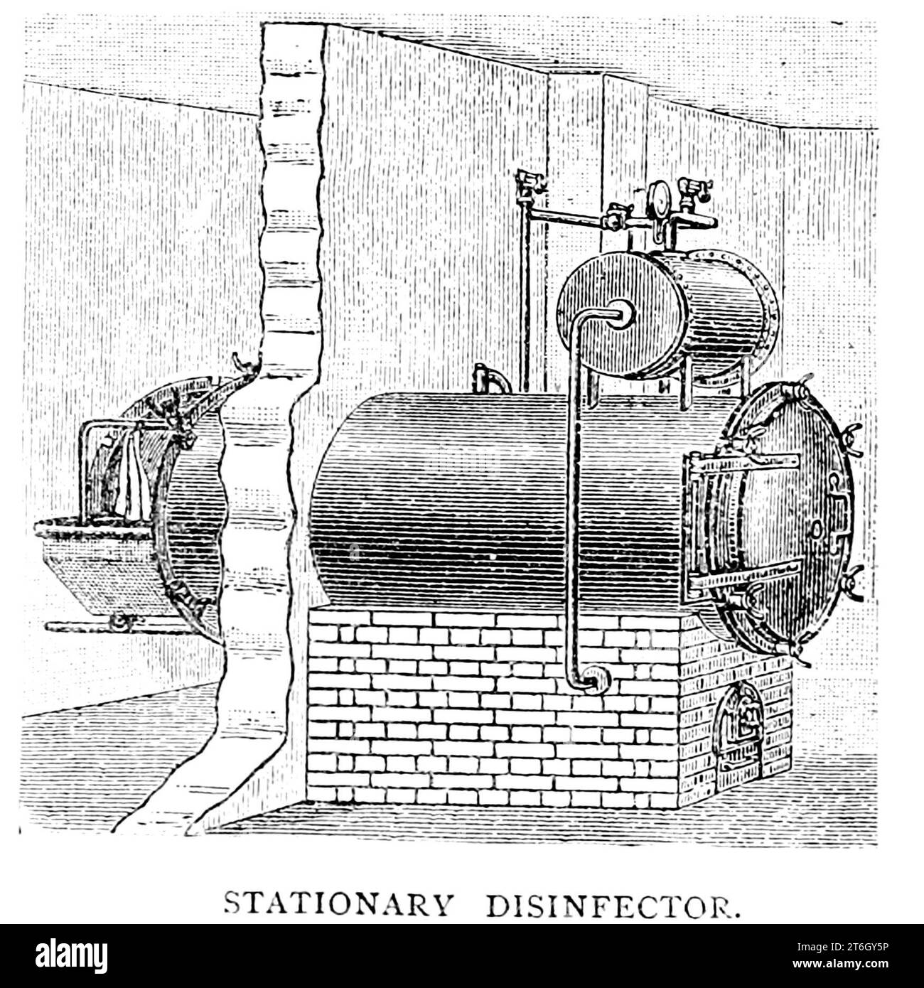 Stationary Disenfector aus dem Artikel des Engineering Magazine ÜBER DEN INDUSTRIELLEN FORTSCHRITT Band XII Oktober 1896 bis März 1897 The Engineering Magazine Co Stockfoto