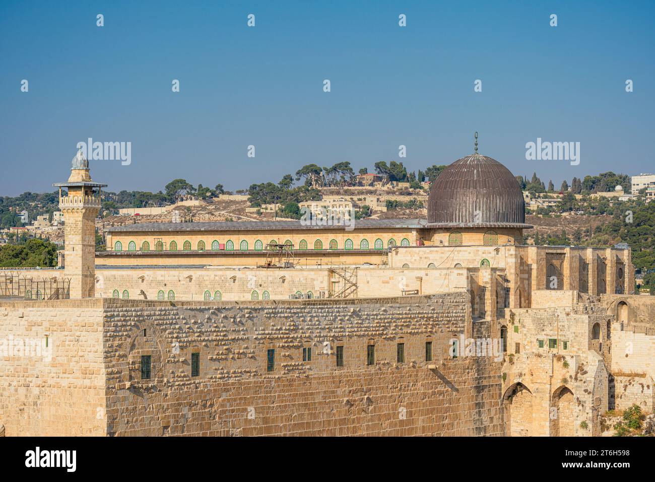 Blick auf die historische Al-Aqsa Moschee in al-Haram al-Sharif, Jerusalem Altstadt Stockfoto