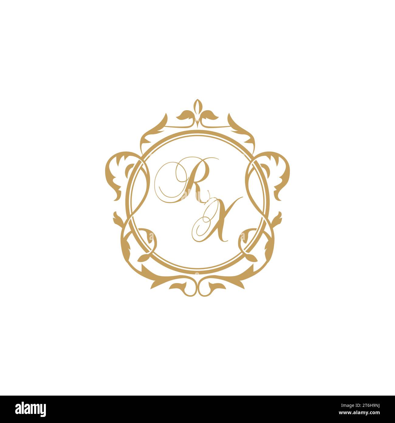 RX Hochzeit initiale Einladung mit eleganten Ornament Kreis Element Vektor Grafik Vorlage Stock Vektor