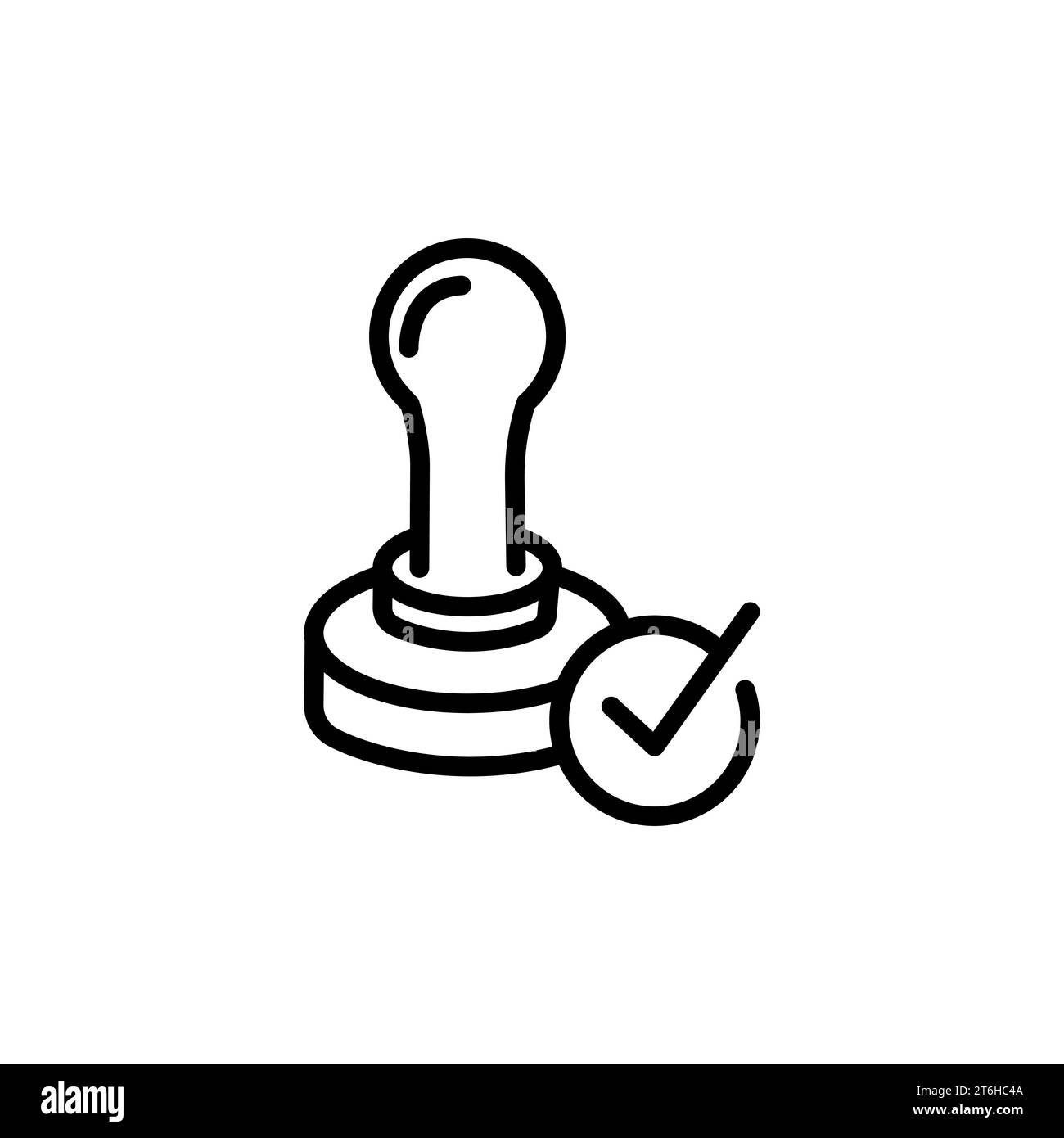Symbol für genehmigten linearen Stempel. Stempel der Genehmigung. Abbildung mit dünner Linie. Überprüfung und Validierung. Zertifiziert, genehmigt. Stock Vektor