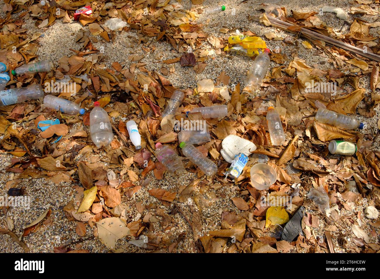 Plastikmüll Wasserflaschen an der Panka Yai Bay - Koh Bulon Le - Thailand, Januar 2020 *** Plastikabwasser-Flaschen in der Panka Yai Bay Koh Bulon Le Thailand, Januar 2020 Credit: Imago/Alamy Live News Stockfoto