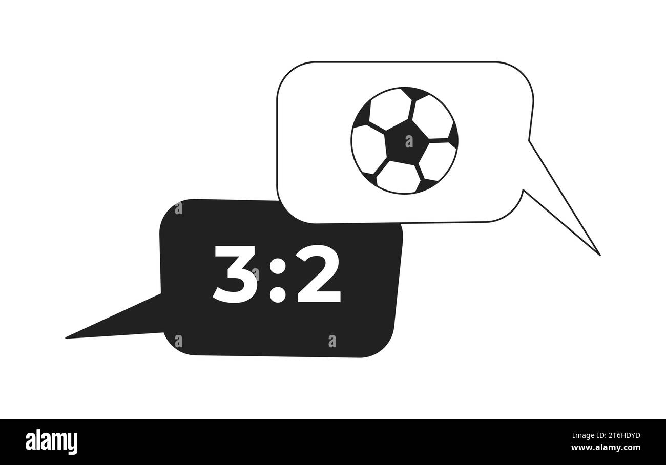 Fußball-Spiel-Diskussion Sprechblasen schwarz-weiß 2D-Zeichentrickobjekt Stock Vektor
