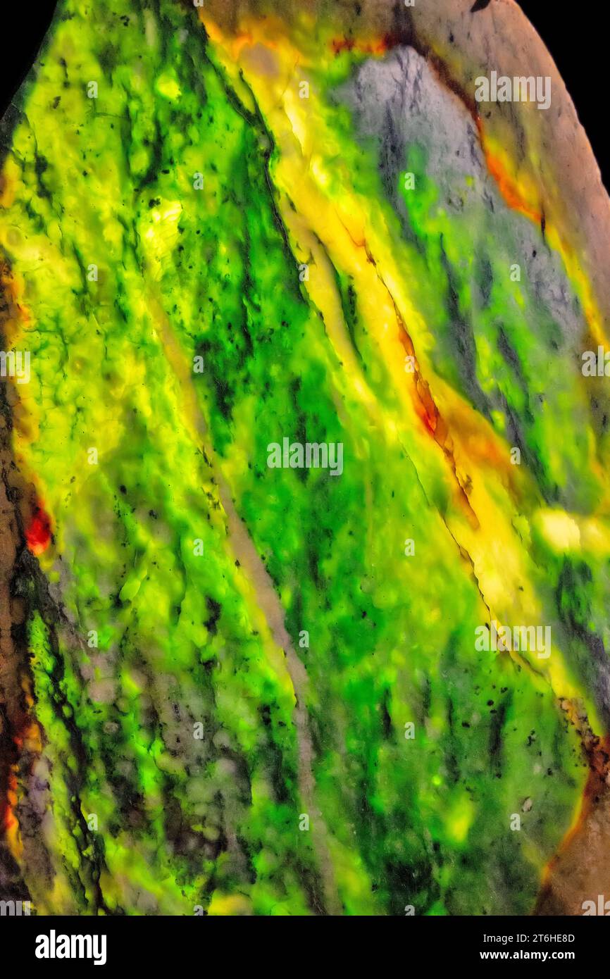 Makrodetail des Jademinerals aus Neuseeland Stockfoto