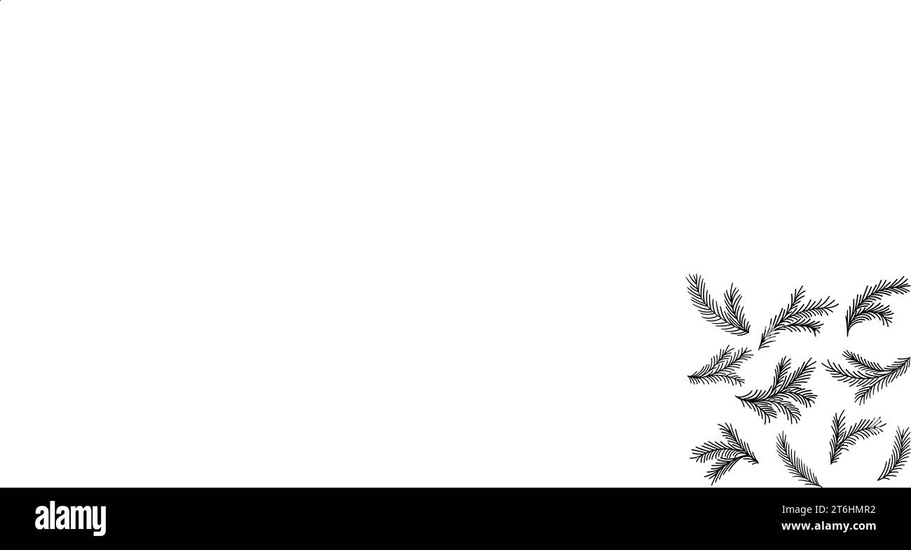 Weihnachtskiefernzweig, immergrüner Baum, Neujahrsbaum, Weihnachtsdekoration, schwarze Silhouette isoliert auf weißem Hintergrund. Vektor Stock Vektor