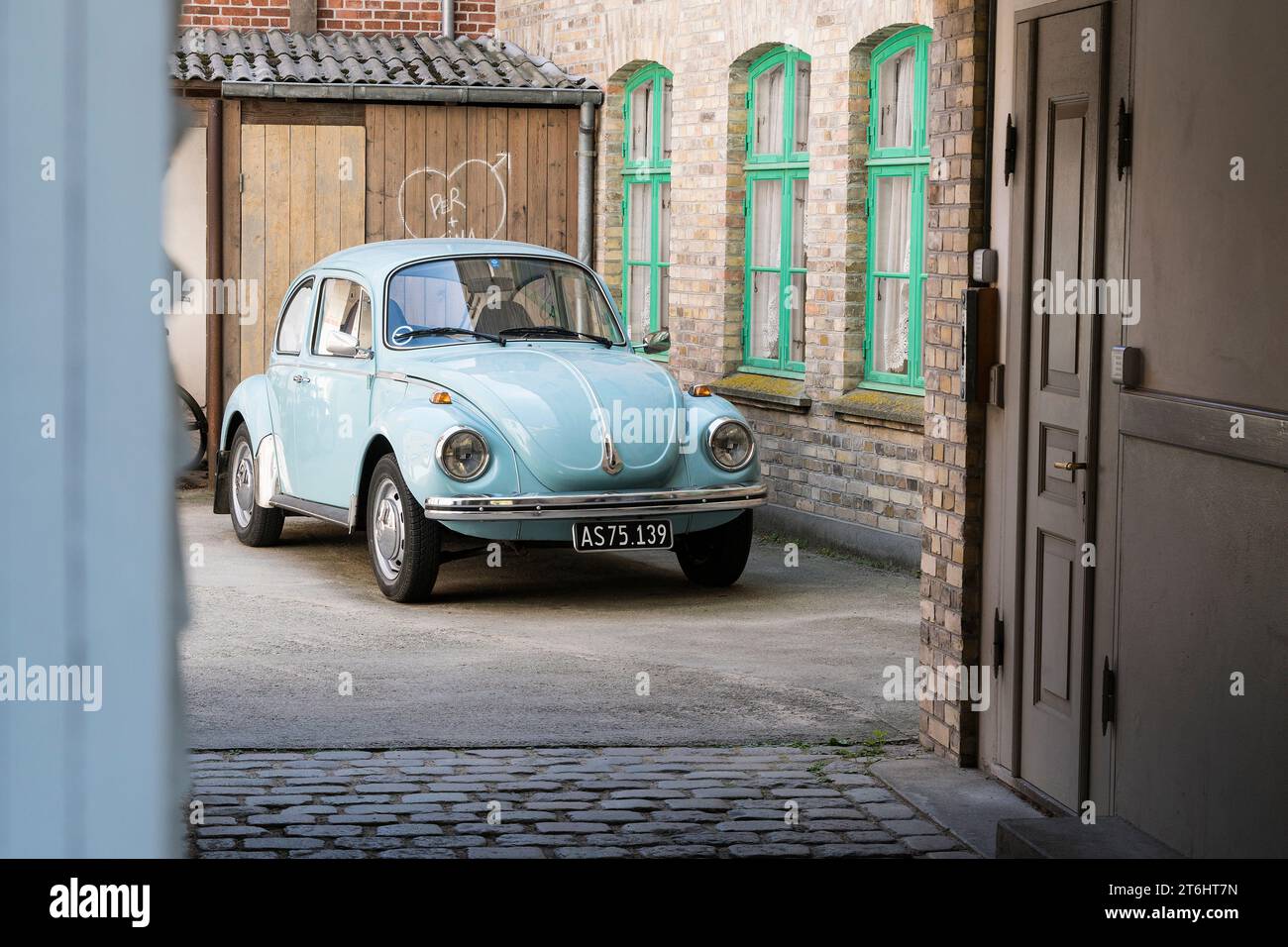 Dänemark, Jütland, Aarhus, Freilichtmuseum, "den Gamle by", Oldtimer, VW Beetle Stockfoto