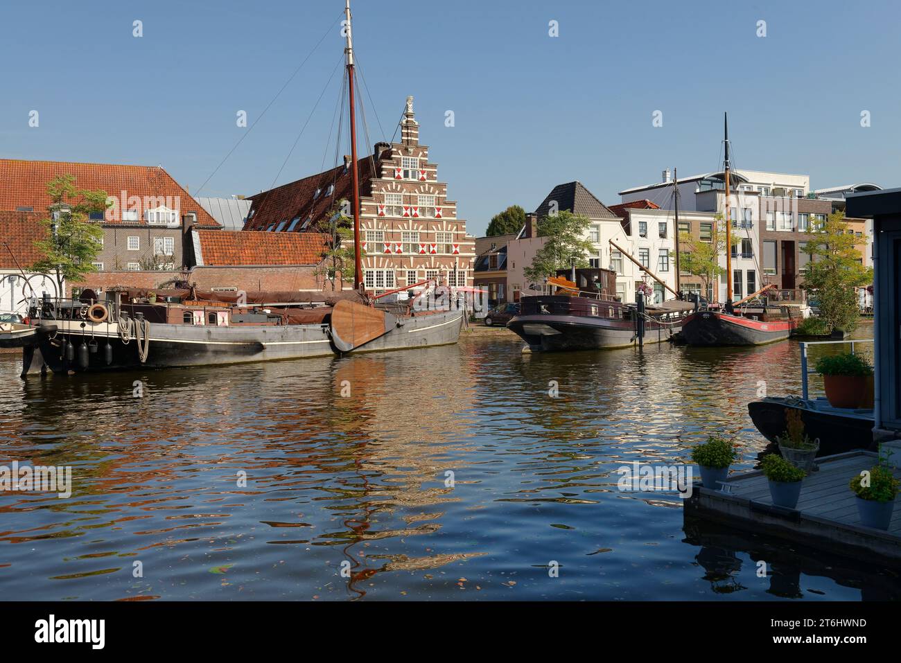 Museumshafen bei Kort Galgewater in Leiden / Leyden, Süd-Holland, Zuid-Holland, Benelux-Länder, Niederlande, Nederland Stockfoto