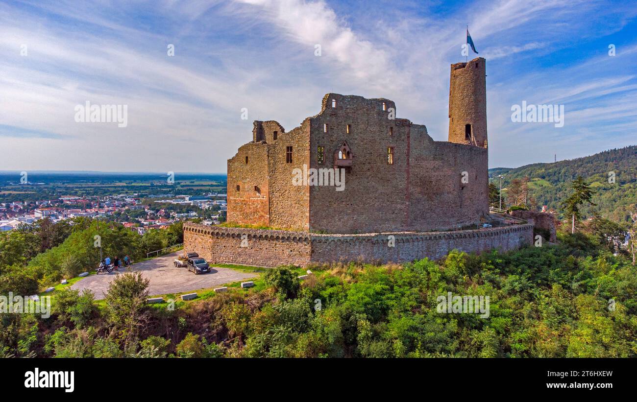 Schloss Windeck Ruine, Weinheim, Odenwald, GEO Naturpark Bergstraße-Odenwald, Baden-Württemberg, Deutschland Stockfoto