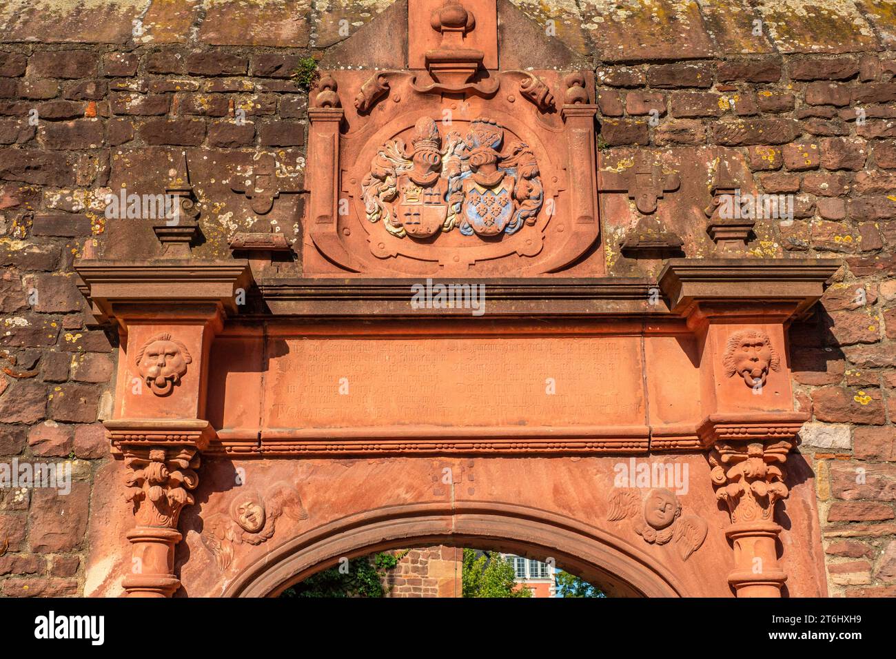 Eingangsportal zum Park der Sebastian-Kapelle, Ladenburg, Neckar, Baden-Württemberg, Deutschland Stockfoto