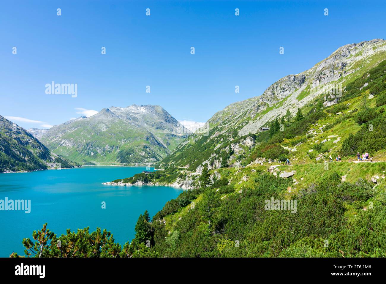 Malta, Stausee Kölnbrein der Kraftwerke Maltakraftwerke, Blick auf den Gipfel Ankogel im Nationalpark hohe Tauern, Kärnten, Österreich Stockfoto