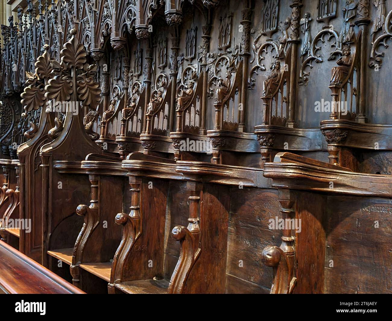 Chorstände in St. Marienkathedrale, Innere, Erfurt, Thüringen Stockfoto