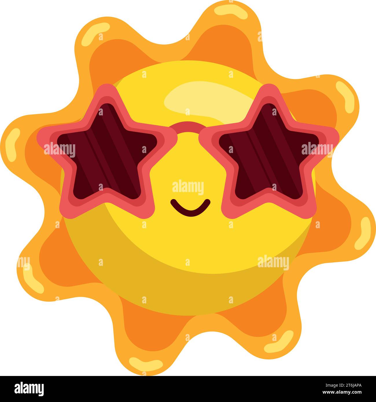 Isolierter niedlicher Sonnencharakter mit Sonnenbrille Vektor Stock Vektor