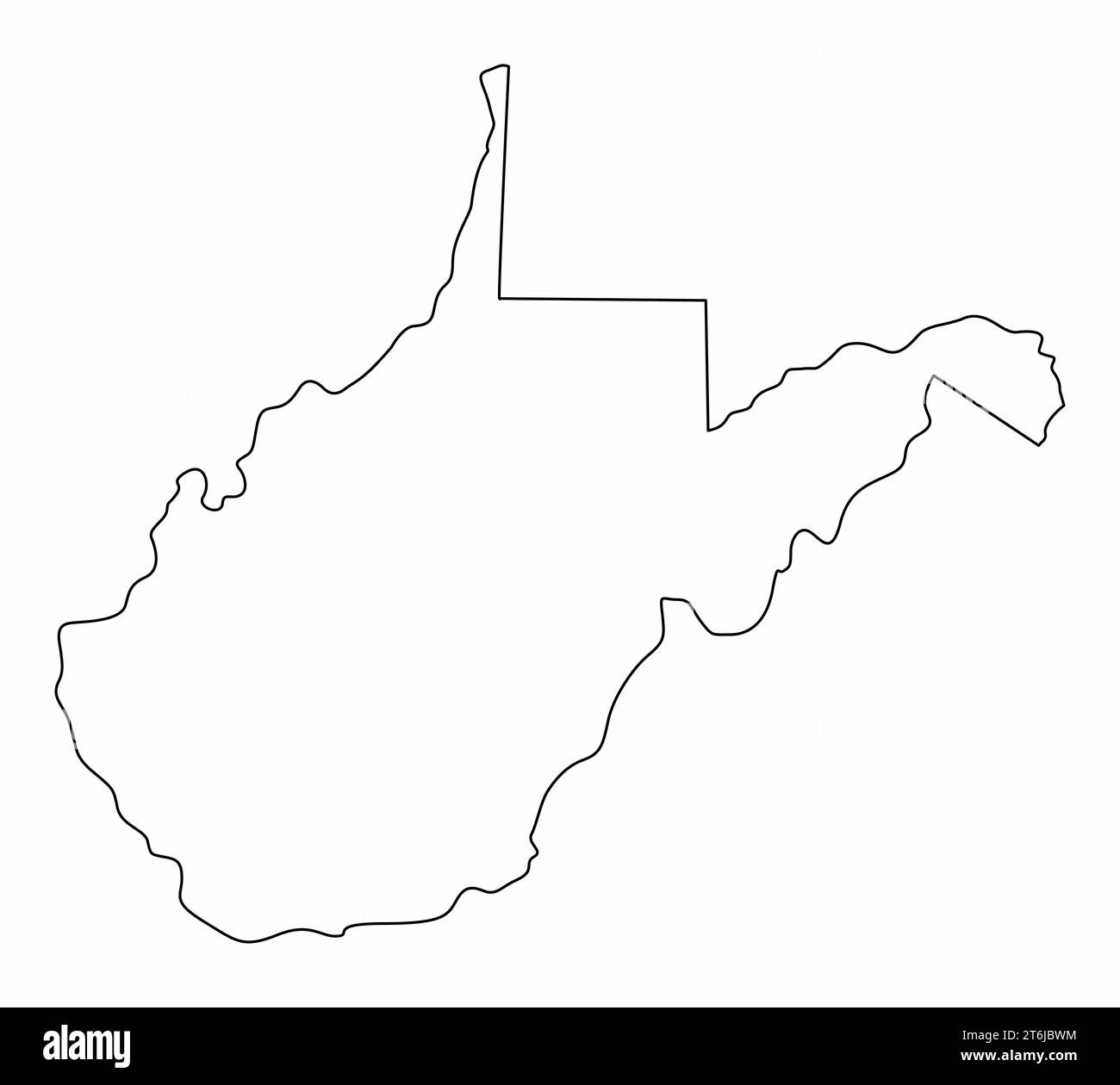 West Virginia Karte Umriss isoliert auf weißem Hintergrund Stock Vektor