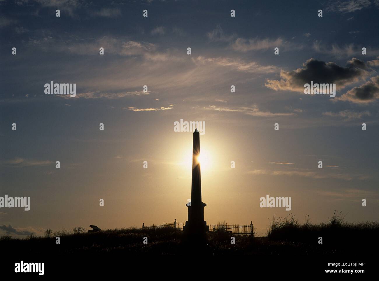 Whitman Memorial Silhouette, Whitman Mission National Historic Site, Washington Stockfoto