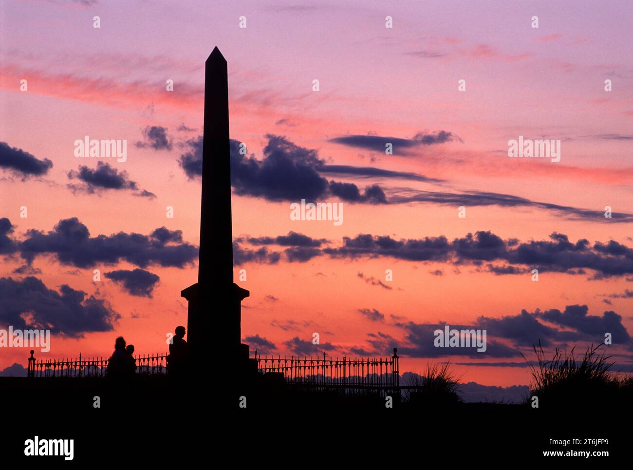 Whitman Memorial in der Abenddämmerung, Whitman Mission National Historic Site, Washington Stockfoto