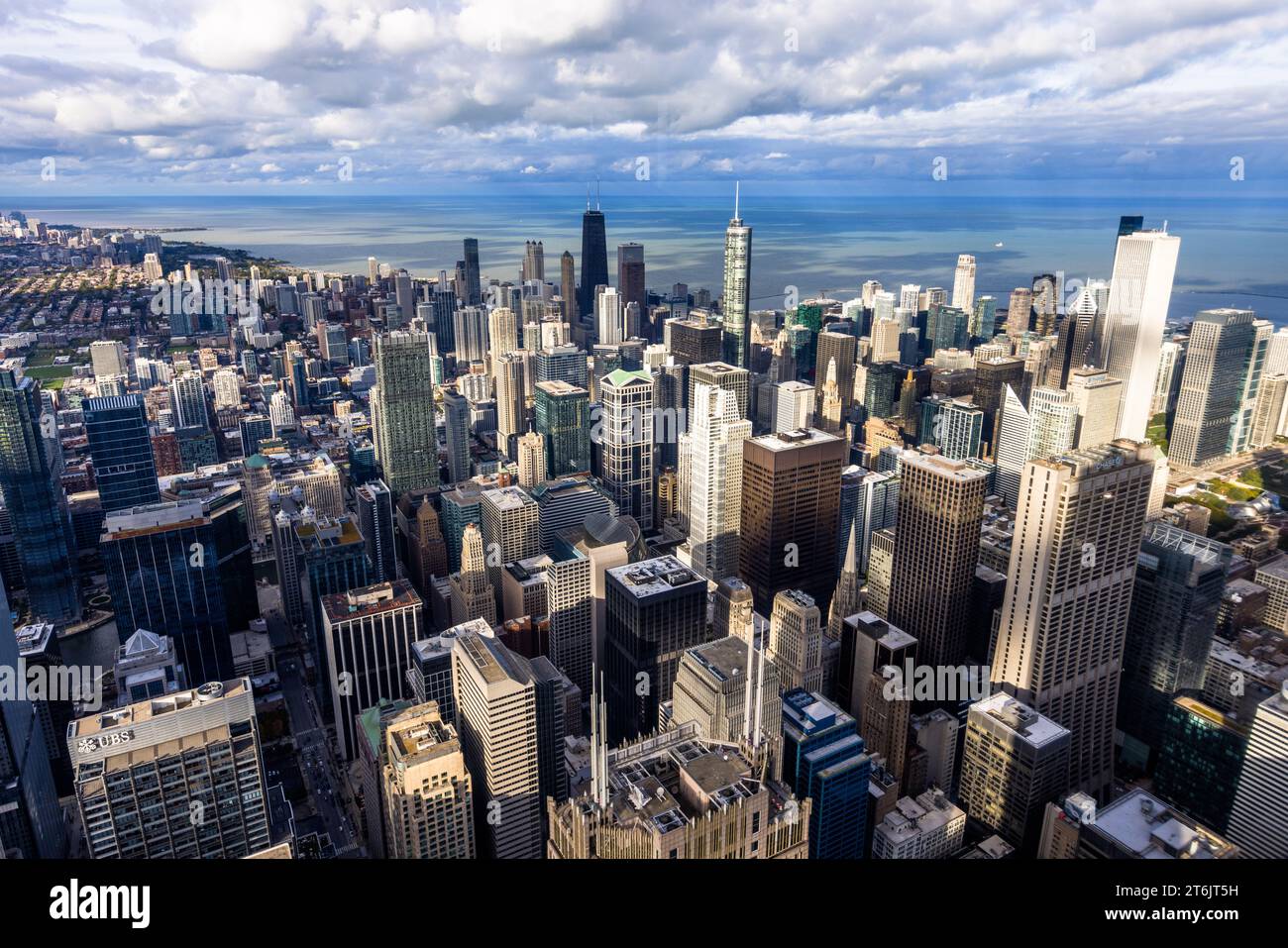 Stadtansicht von der Spitze des Willis Tower - Blick auf Chicago von oben. Chicago, Usa Stockfoto