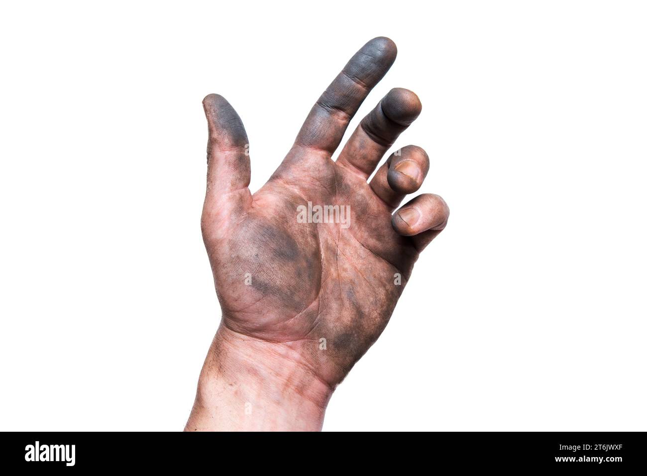 Schmutzige Arbeitshand. Service man Hand aus nächster Nähe Stockfoto