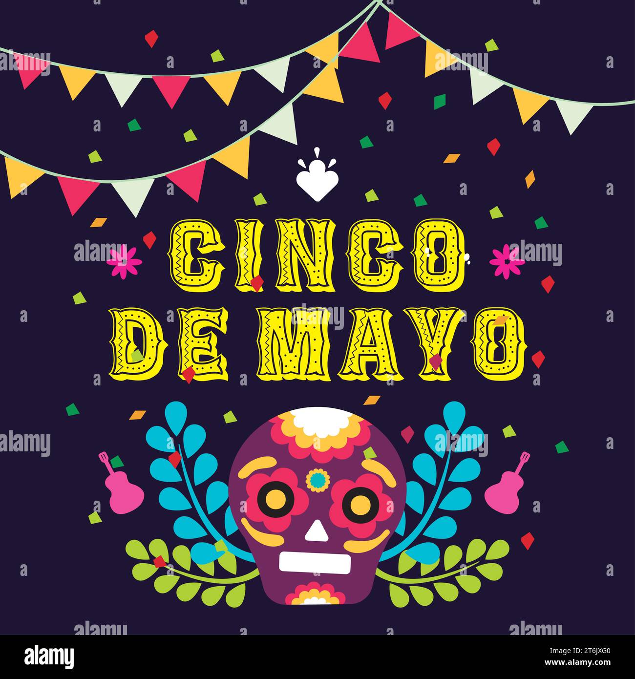 Cinco de Mayo Poster mit Schädelvektor Stock Vektor