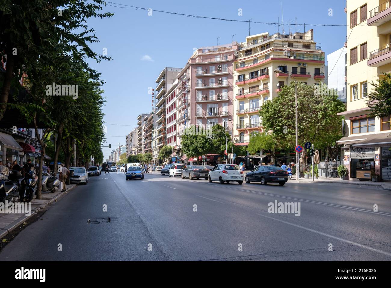 Thessaloniki, Griechenland - 22. September 2023 : der geschäftige Boulevard Egnatia in Thessaloniki Griechenland Stockfoto