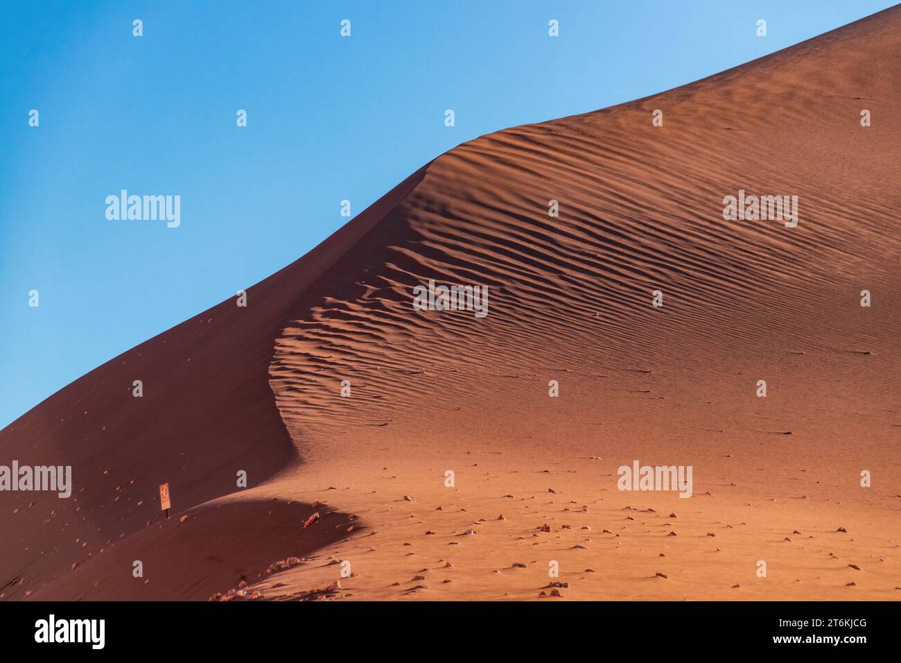 Sanddünen im Valle de la Luna in der Atacama-Wüste, Chile. Die Sonne hebt Wellen im Sand hervor, der vom Wind erzeugt wird. Stockfoto