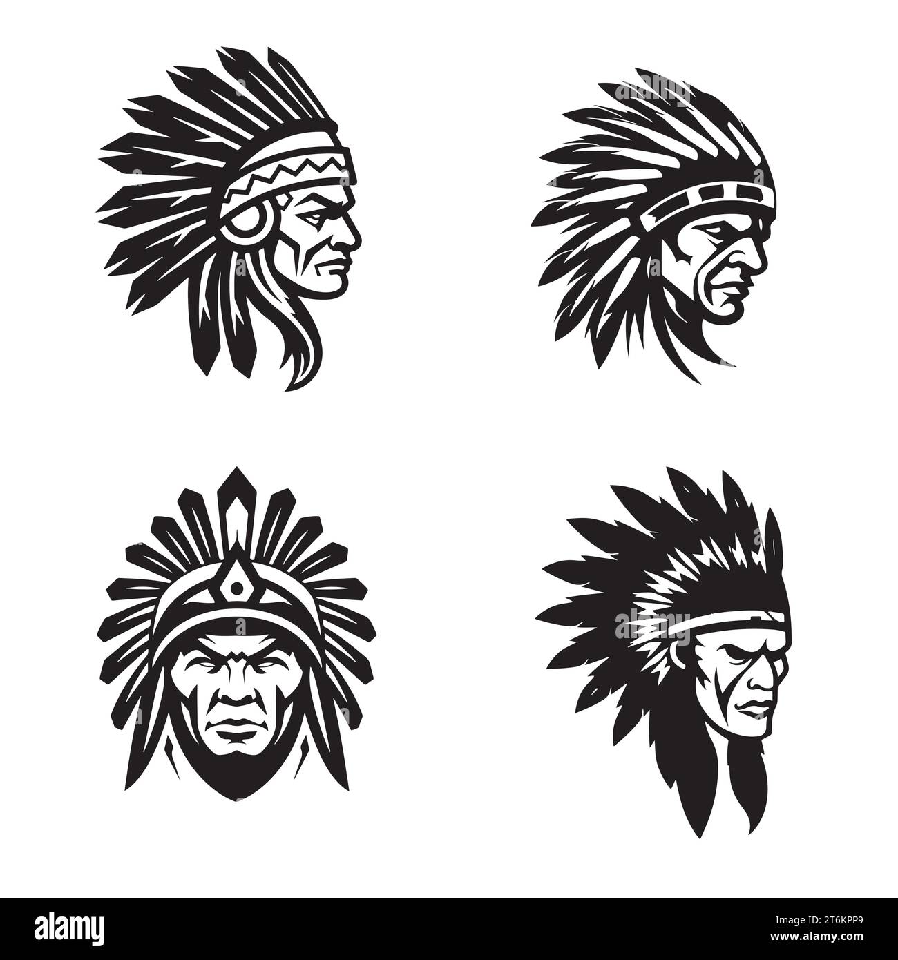 Indischer Häuptling Grafik Symbole setzen Vektor-Illustration Stock Vektor