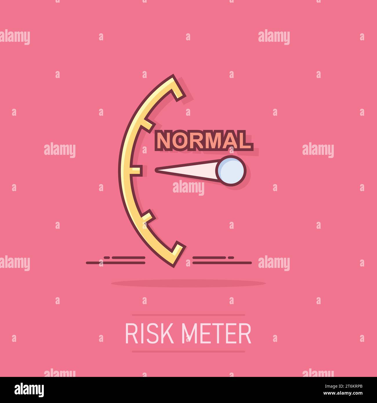 Cartoon normale Ebene Symbol im Comic-Stil. Tachometer, Tachometer Zeichen Abbildung Piktogramm. Risikozähler Splash Geschäftskonzept. Stock Vektor