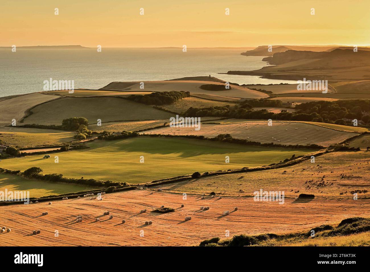 Blick von Swyre Head in Dorset mit Blick auf Kimmeridge an der Juraküste von Dorset Stockfoto