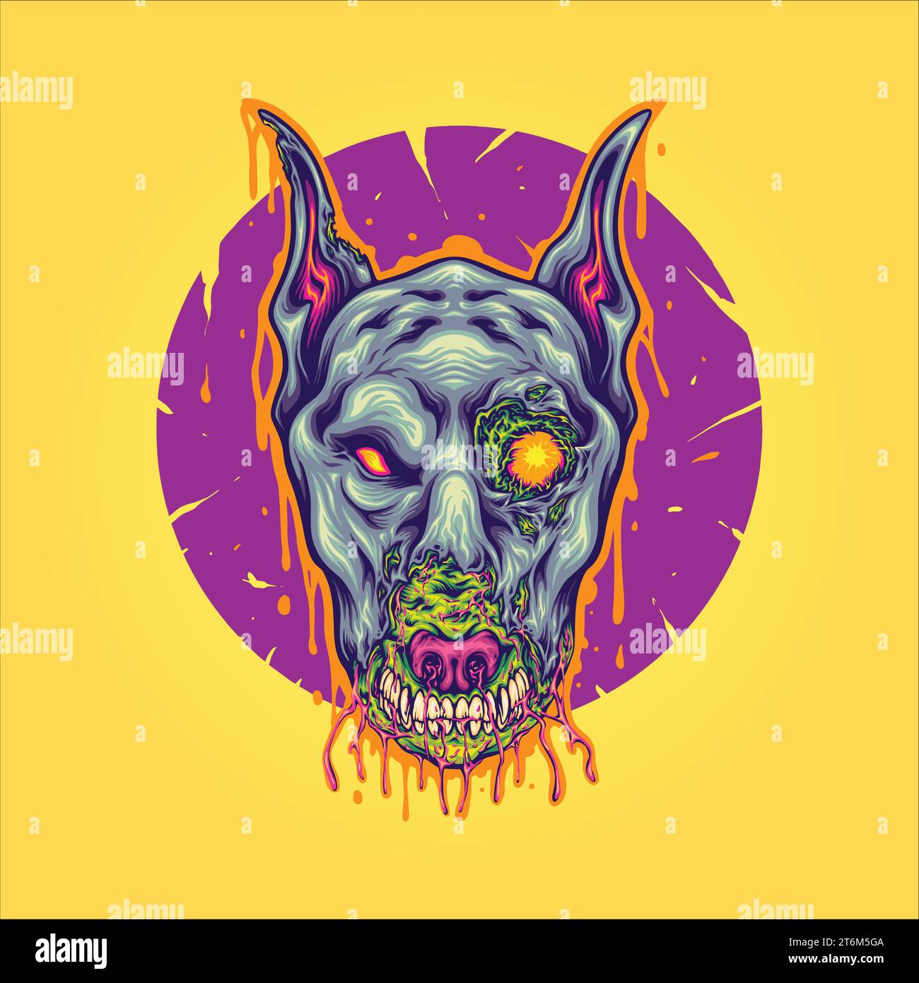 Horror Zombie Hund abstrakte Ornament Vektor Illustrationen für Ihre Arbeit Logo, Merchandise T-Shirt, Aufkleber und Label Designs, Poster, Grußkarten Stock Vektor