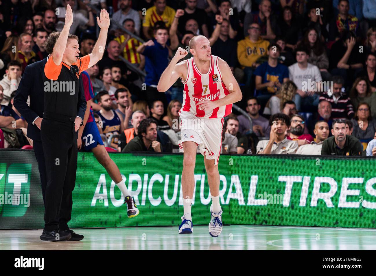 Dejan Davidovac von Crvena Zvezda während des Basketballspiels der Turkish Airlines EuroLeague zwischen dem FC Barcelona und KK Crvena Zvezda am 10. November 2023 im Palau Blaugrana in Barcelona, Spanien Stockfoto