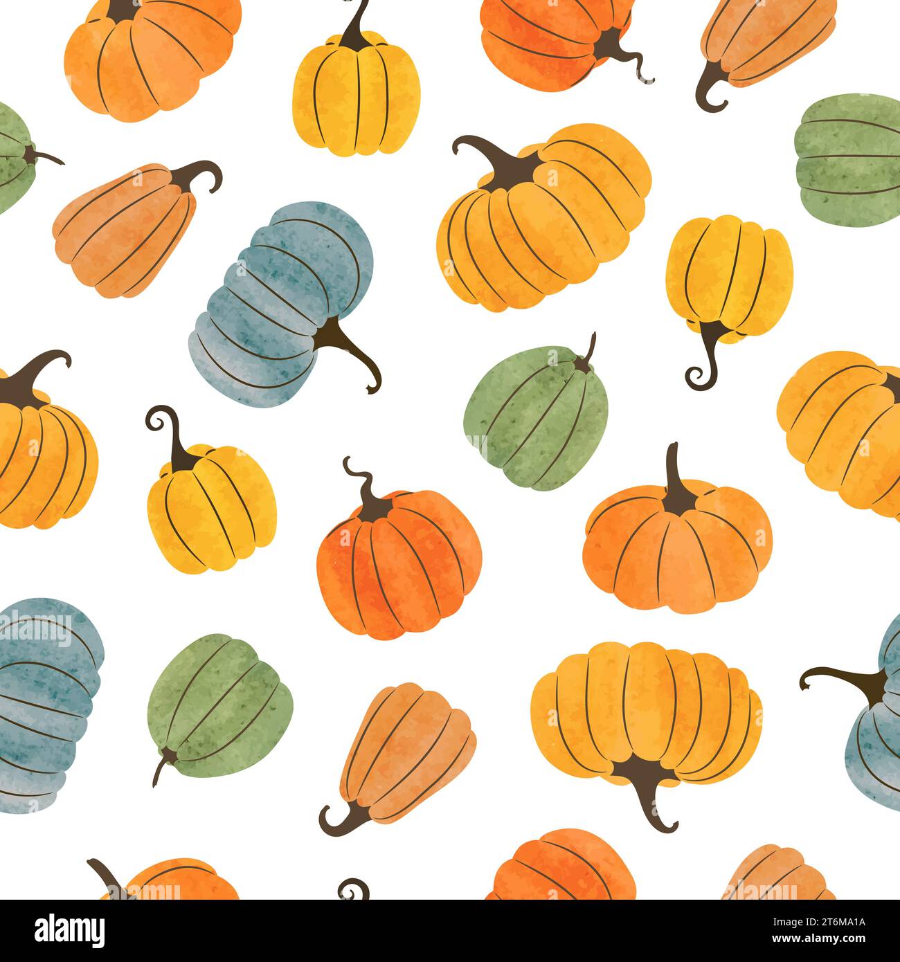 Nahtloses Vektormuster mit bunten Kürbissen. Perfekt für Thanksgiving, Halloween-Druck, Geschenkpapier Stock Vektor