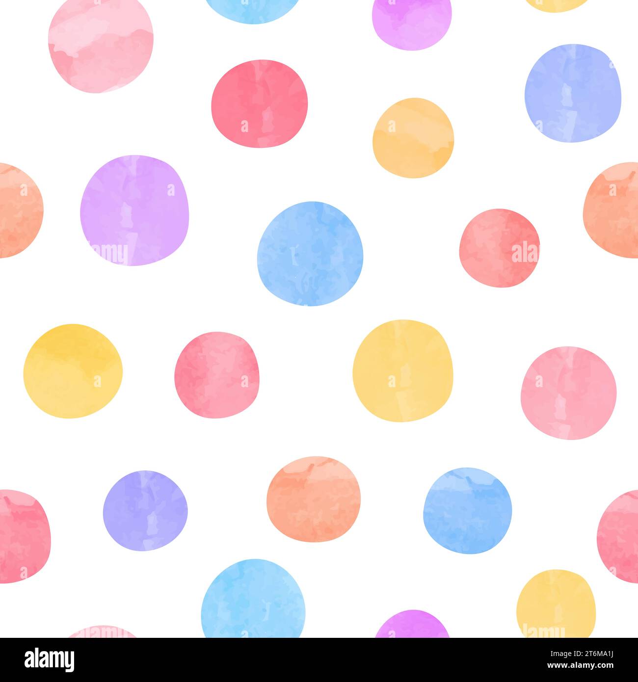 Buntes Kreismuster. Vektor nahtloser Polka Punkt Hintergrund mit runden Aquarellformen Stock Vektor