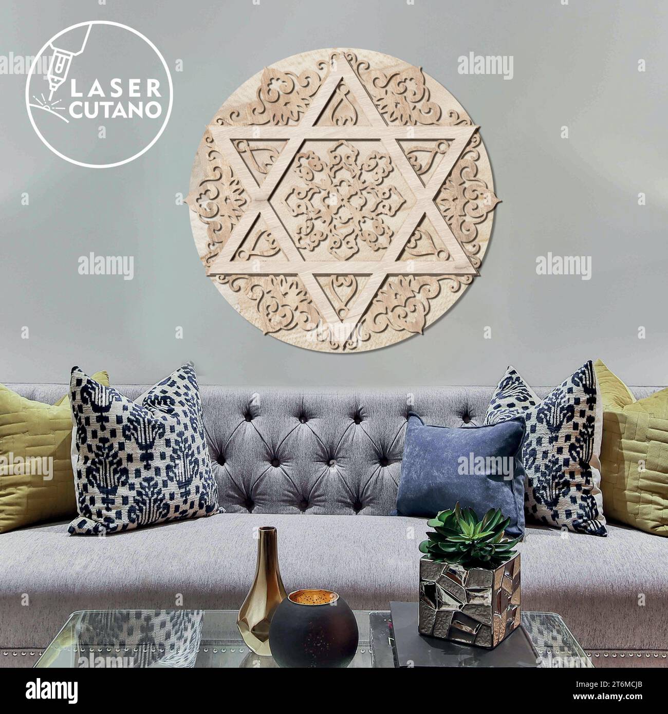 Star of David Digital Mehrschicht-Layoutdateien sind speziell für Laserschnitte, CNC-Fräsmaschinen und andere Schneidmaschinen vorbereitet. Stock Vektor