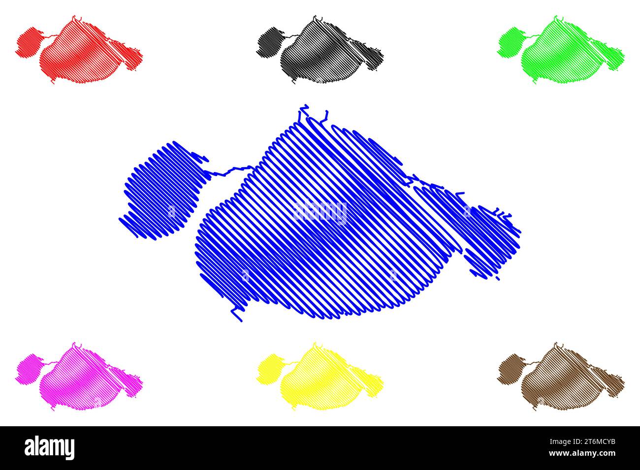 Lake Pontchartrain und Maurepas (Vereinigte Staaten von Amerika, Nordamerika, USA, Louisiana) Kartenvektor Illustration, Scribble Sketch Lac Maurepas ma Stock Vektor