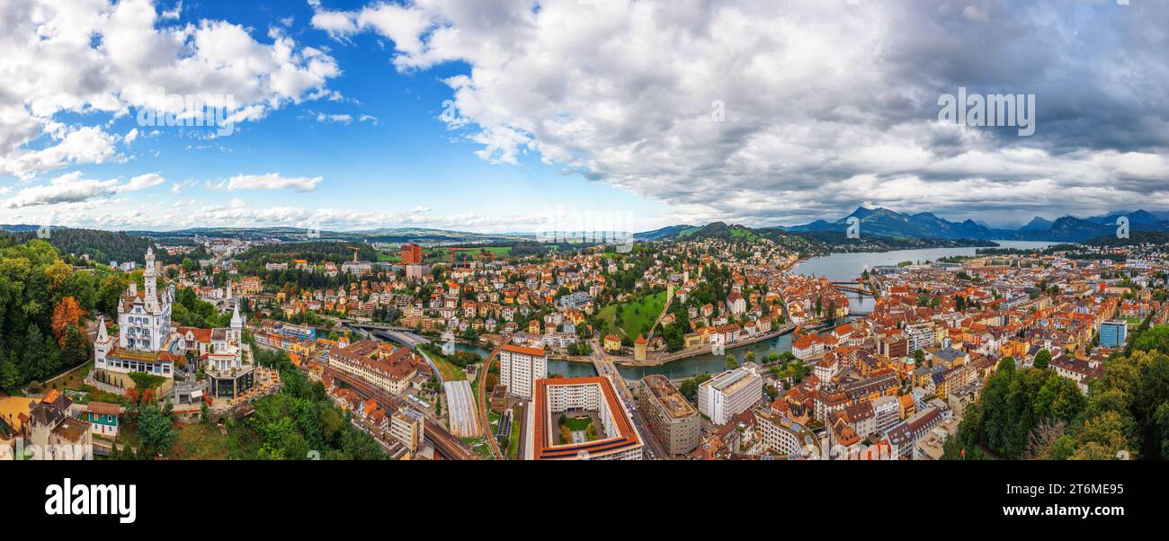 Lucern, Schweiz Luftpanorama über die Ruess. Stockfoto