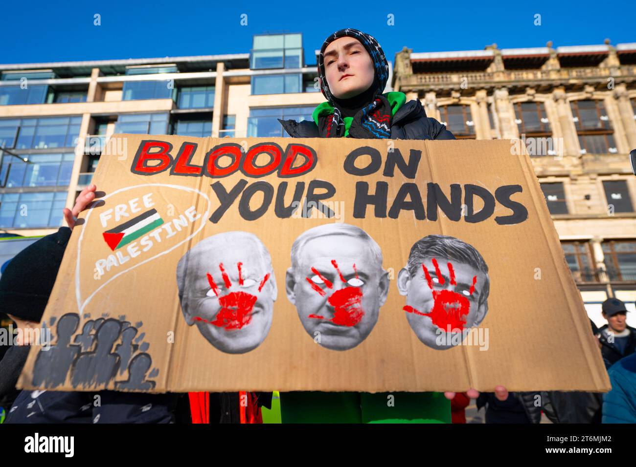 Edinburgh, Schottland, Großbritannien. November 2023. Pro-palästinensische Demonstration auf der Waverley Bridge in Edinburgh. Demonstranten fordern einen Waffenstillstand in Gaza. Iain Masterton/Alamy Live News Stockfoto
