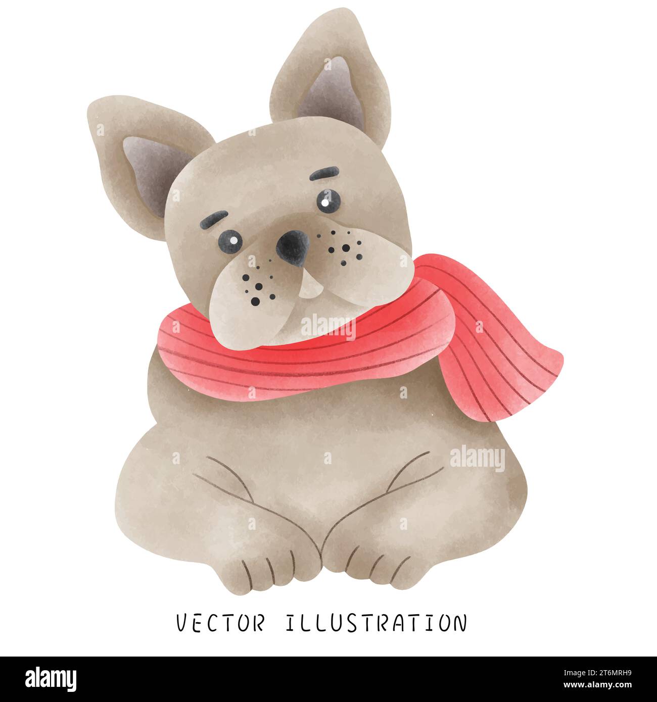 Süße französische Bulldogge im westlichen Weihnachtsstil Stock Vektor