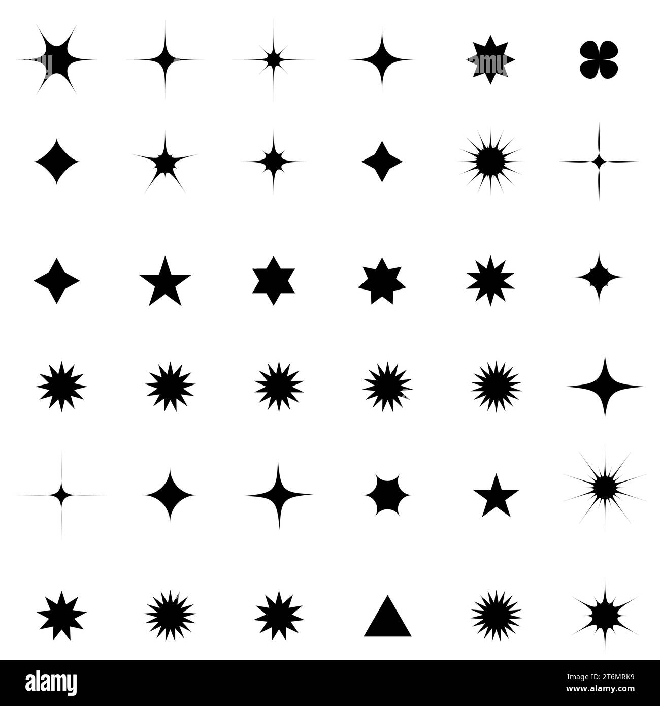 Eine Reihe von leuchtenden und leuchtenden Sternen, funkelnden Sternsymbolen und Sternen mit festlichen Dekorationspartikeln erzeugen einen abstrakten, geradlinigen Effekt. Funkelnder Stern Stock Vektor