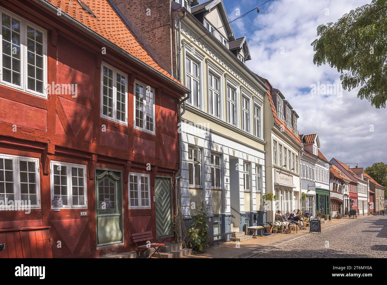 Wunderschöne farbenfrohe alte Häuser in Aalborg, Dänemark Stockfoto