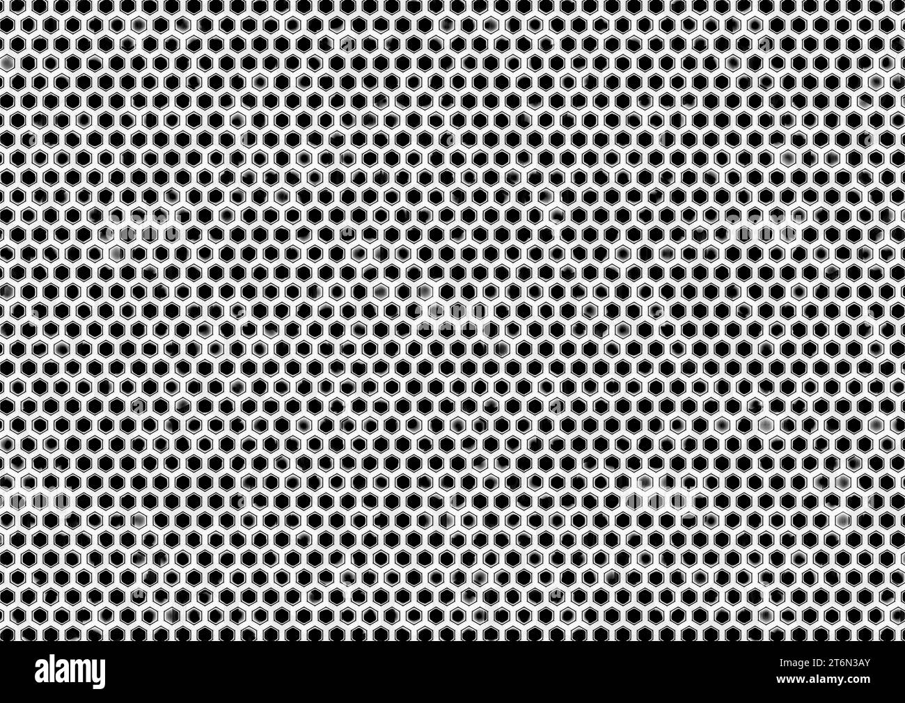 Innere von Zellen mit Formen, Linien und Punkten mit Kontrast von Schwarz und weiß. Abgerundetes Äußere mit schwarzen Ecken. Schwarz gepunktete Netzhaut sep Stockfoto