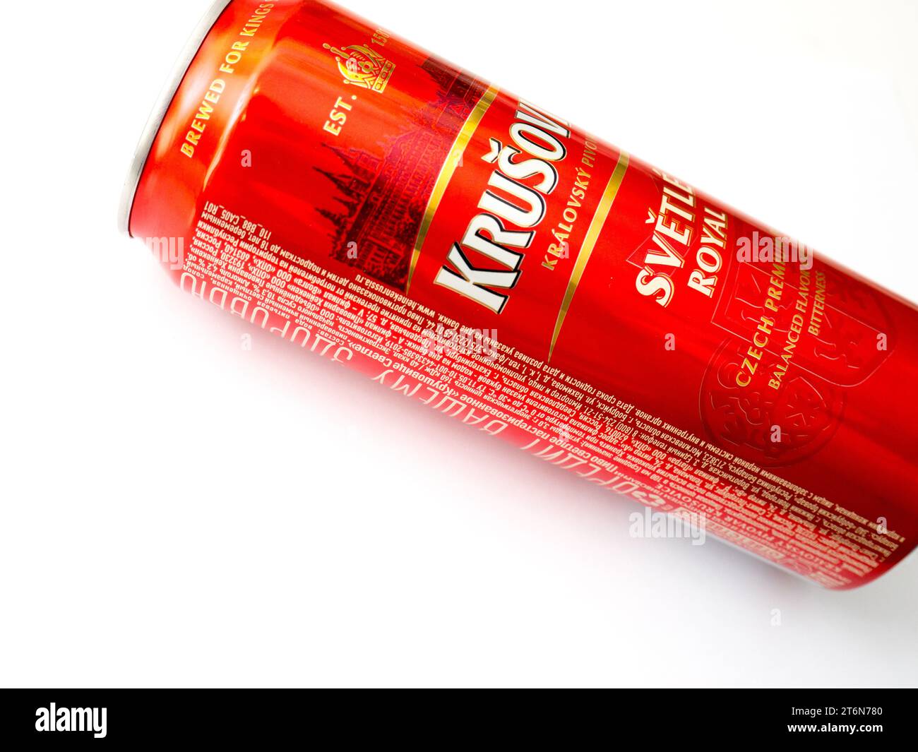 Königliche Brauerei von Krušovice Bier. Stockfoto