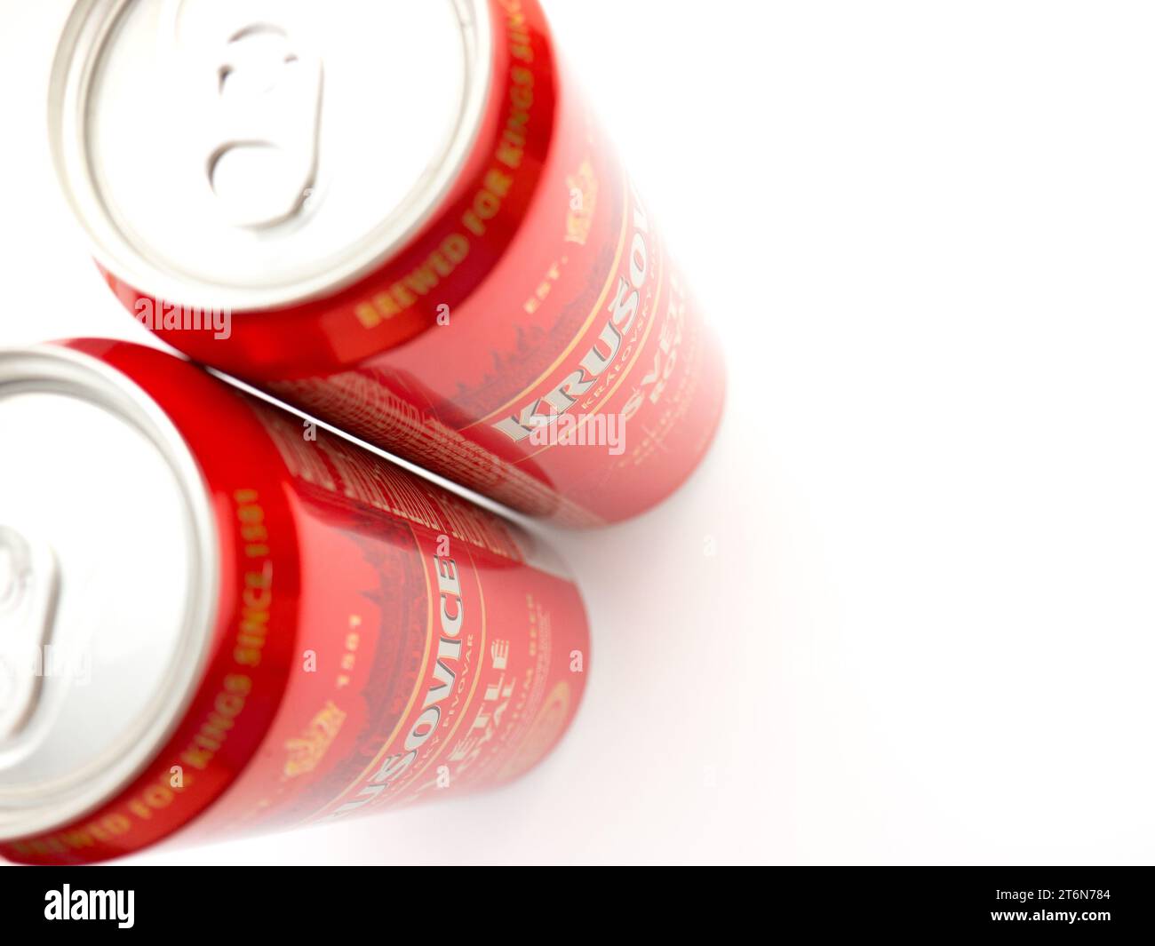 Königliche Brauerei von Krušovice Bier. Stockfoto