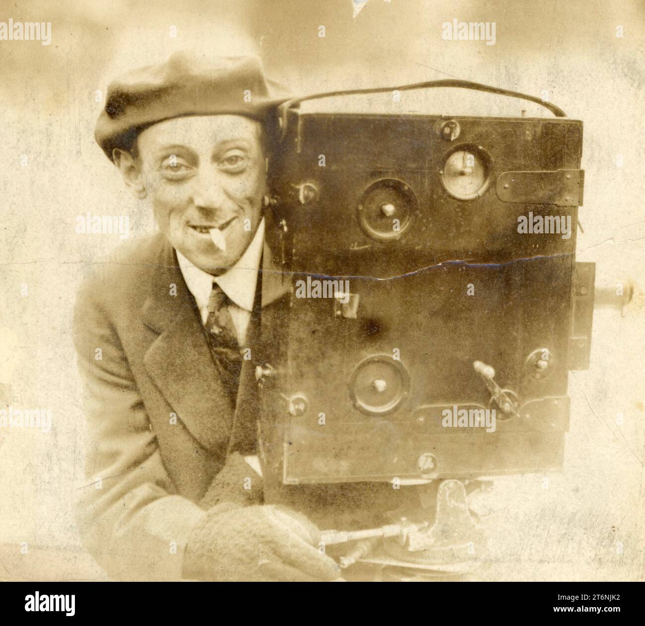 Filmgeschichte, Filmgeschichte, Filmgeschichte, Kameramann, Kinokamera Stockfoto