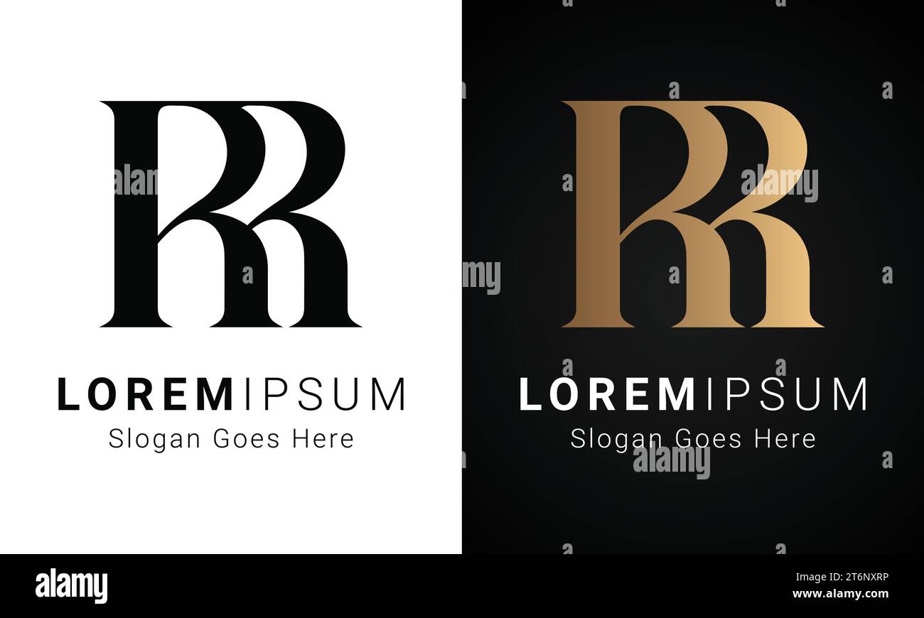 Luxuriöses Initial RR-Monogramm-Logo-Design mit Textbuchstaben Stock Vektor