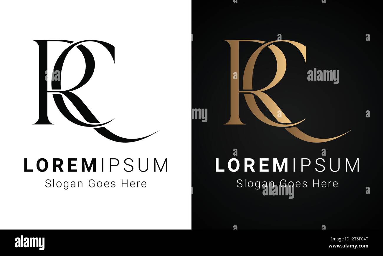 Luxuriöses Initial CR- oder RC-Monogramm-Logo-Design Stock Vektor