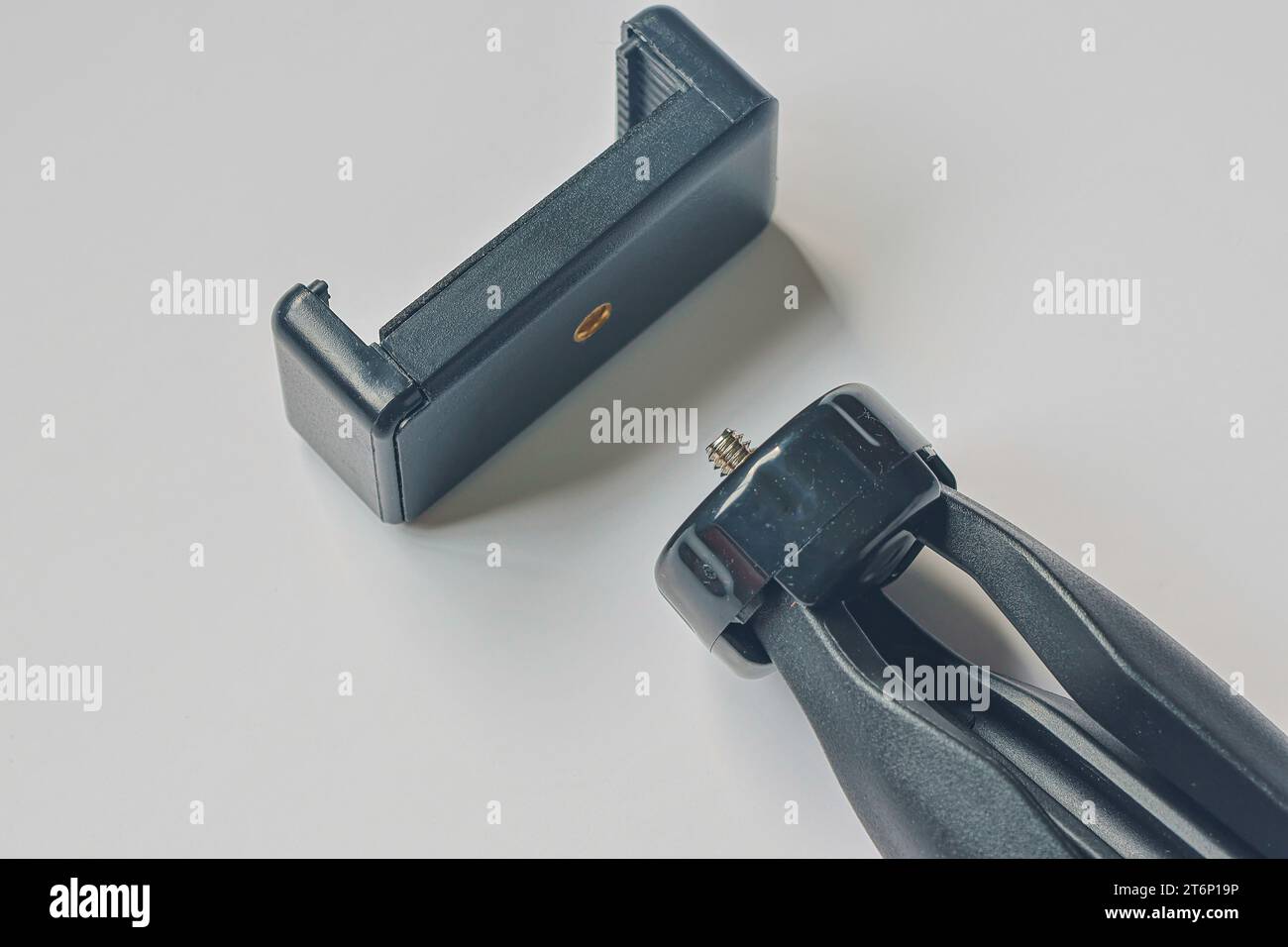 Mini-Stativ mit Handyhalter Technologie Konzept Stockfoto