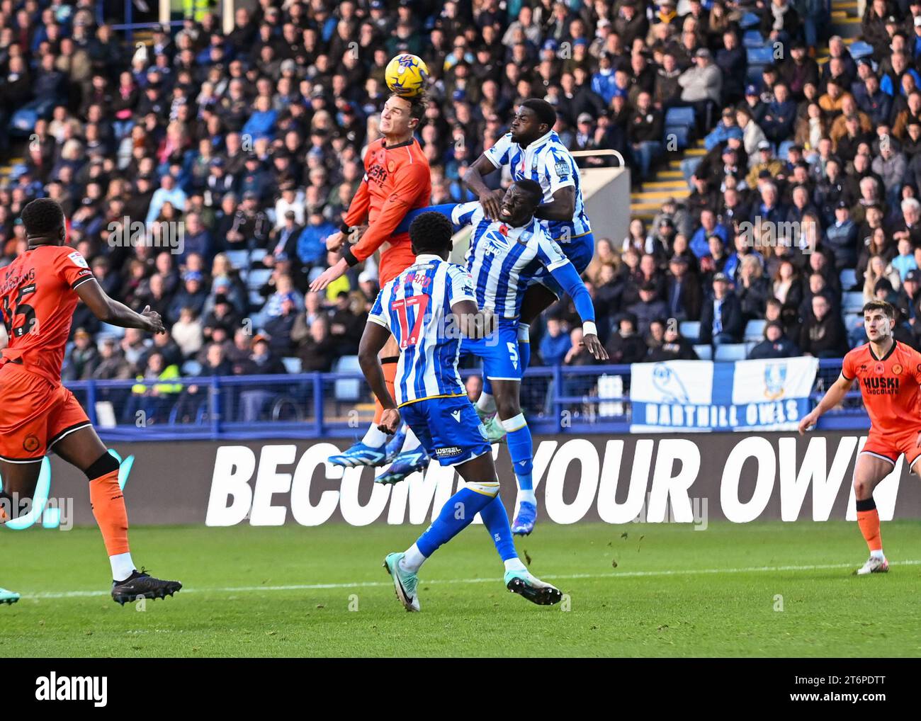 Während des Sky Bet Championship Matches Sheffield Wednesday gegen Millwall in Hillsborough, Sheffield, Großbritannien, 11. November 2023 (Foto: Craig Cresswell/News Images) Stockfoto