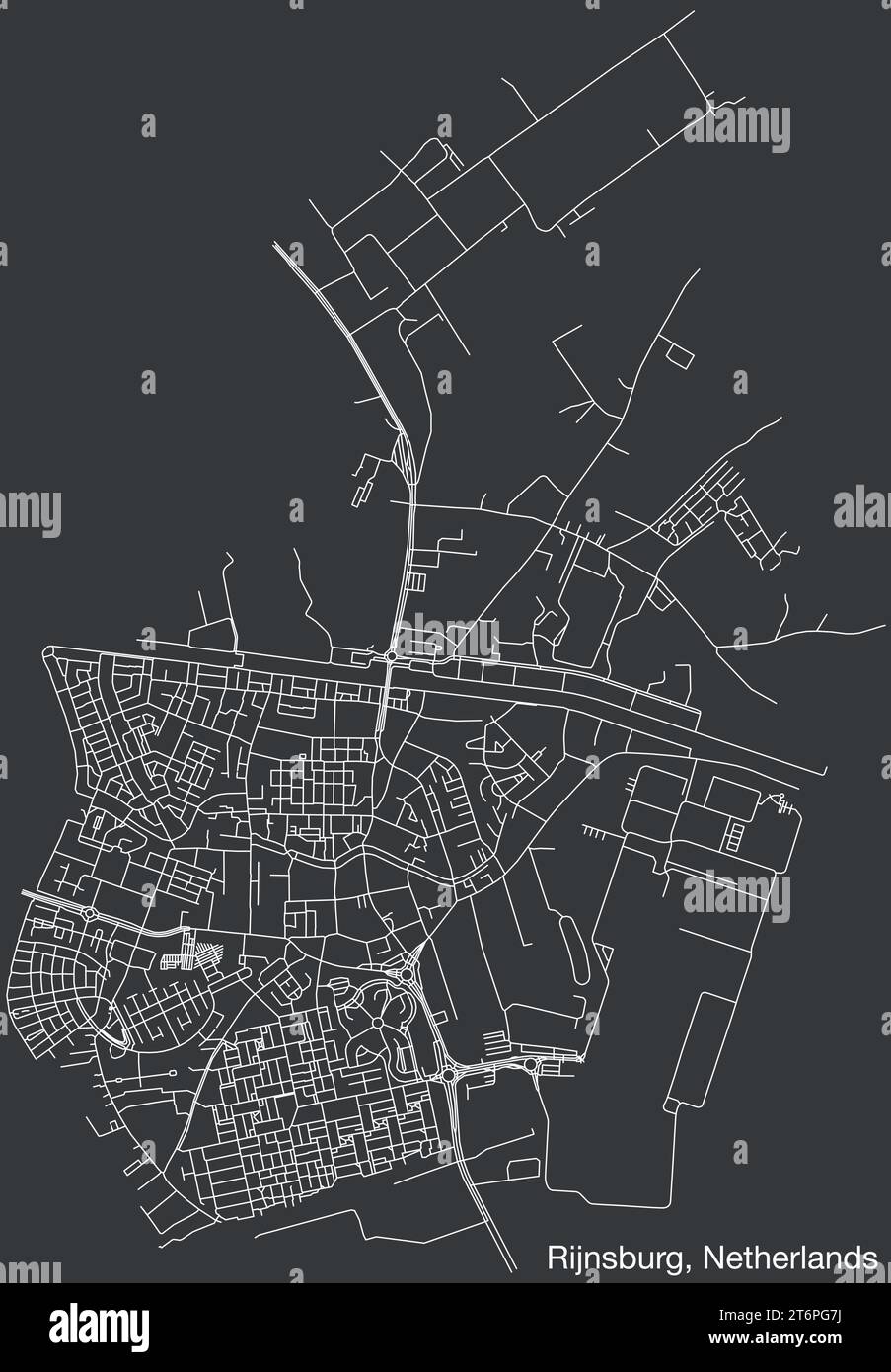 Straßenkarte von RIJNSBURG, NIEDERLANDE Stock Vektor