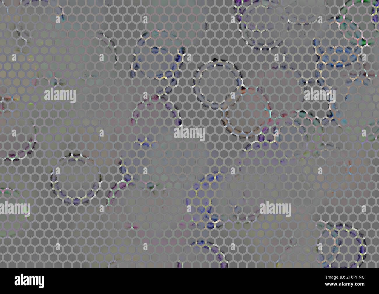 Abstrakte Textur, verdünnend gepunkteter sechseckiger Hintergrund Stockfoto