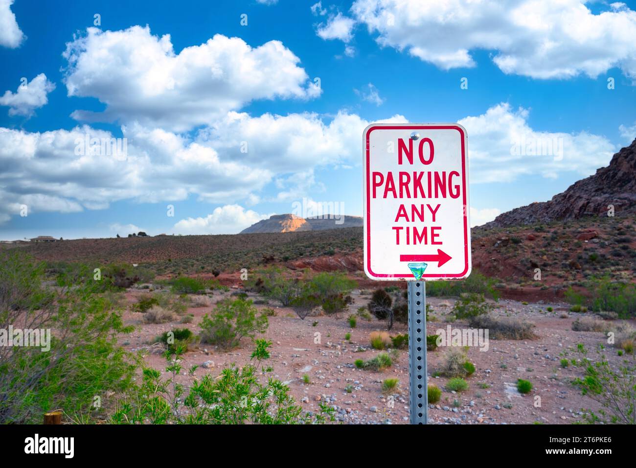 Straßenschild in Red Rocks, Nevada. Stockfoto
