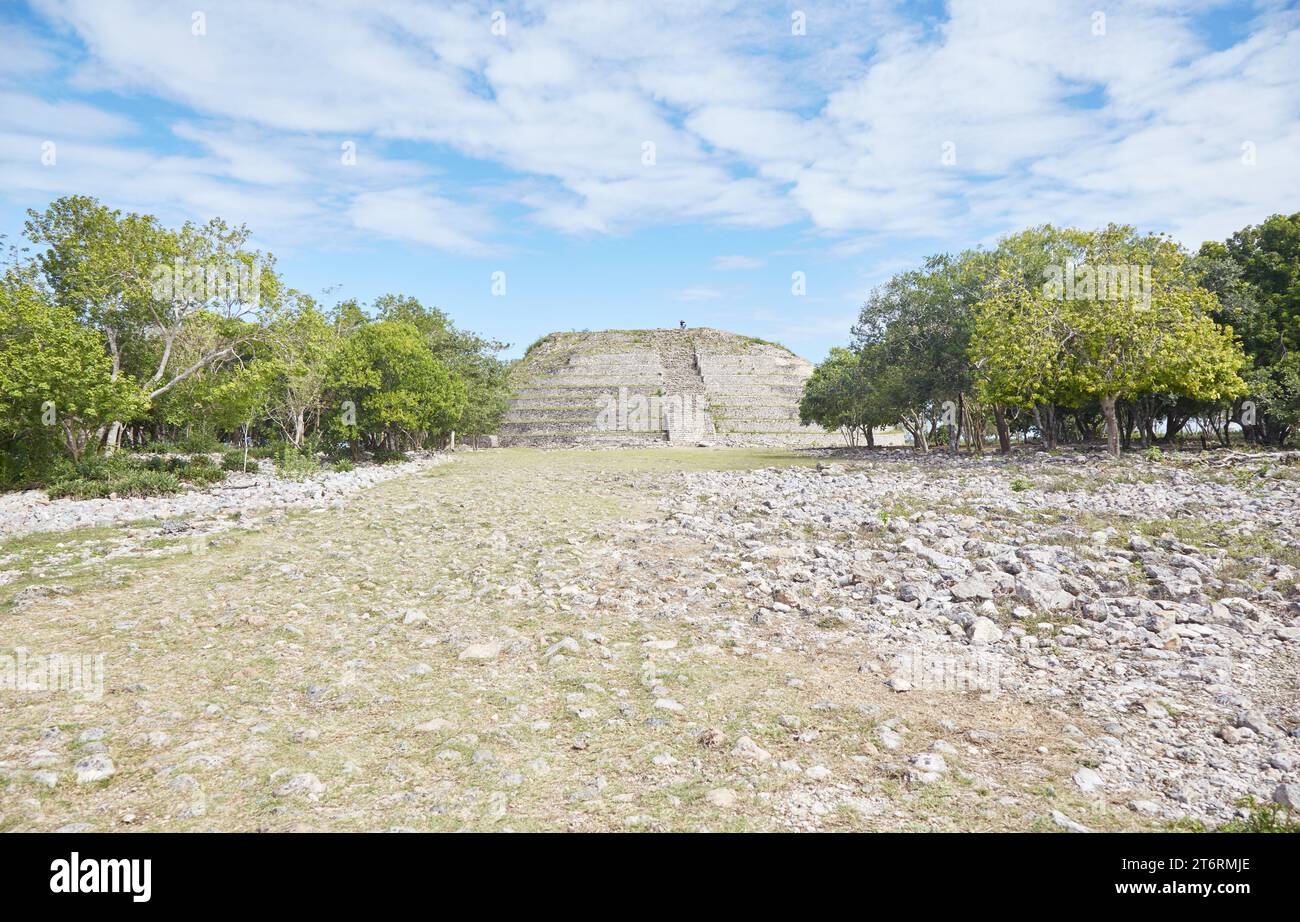 Die Pyramide von Kinich Kak Moo in Izamal, Yucatan, Mexiko Stockfoto