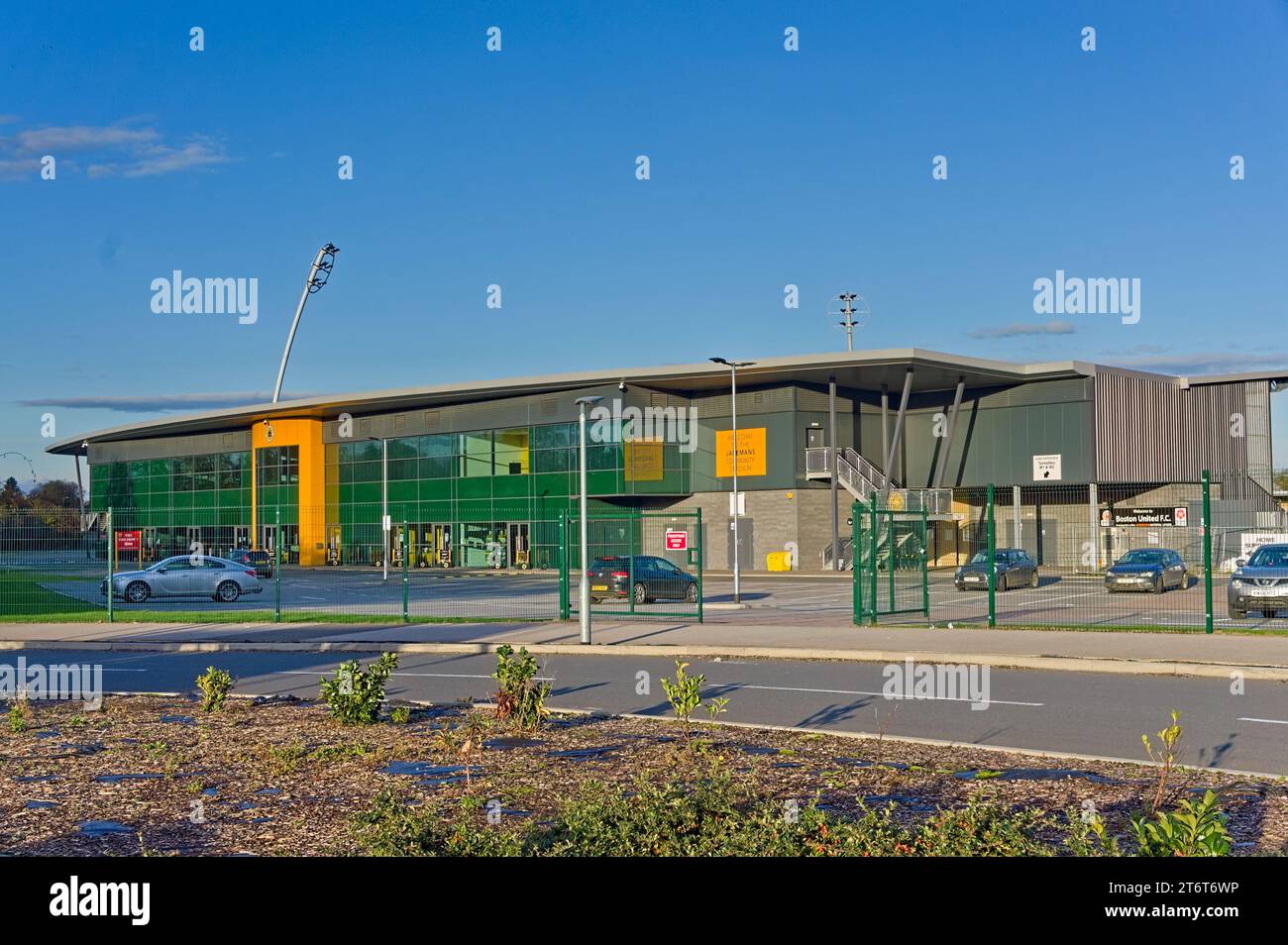 Das Jakemans Community Stadion ist das neue Heimstadion der Boston United F.C.in, dem Wyberton Quadrant Stockfoto